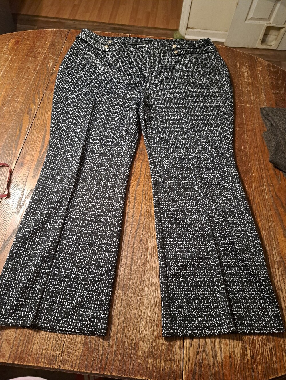 NYCC Tweed Flare Pants 22W Plus Size Black White Dress Trousers Workwear